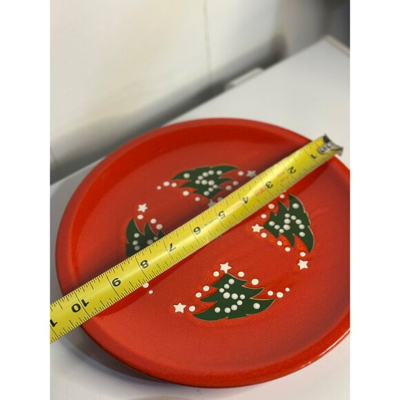VTG Waechtersbach 7.5" Red Christmas Tree Cake Tier Replacement Plates W. German - Picture 8 of 8